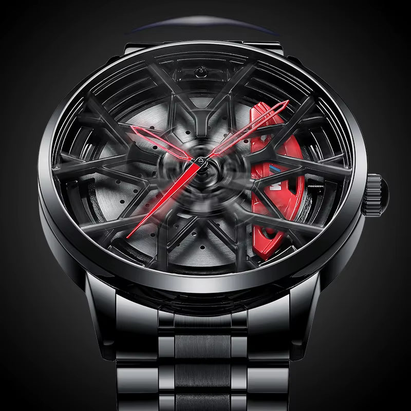 NEKTOM New Fashion Luxury Business Men'S Watches Luminous Real 3D Model Spinning Car Wheel Hub Watch for Men Relogio Masculino